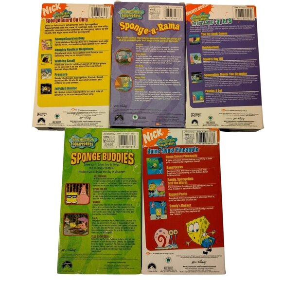 Sponge Bob Squarepants Cartoon VHS Tapes Lot of 5 Nickelodeon Kids Teen - Picture 2 of 8